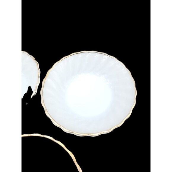 Anchor Hocking Ring Dish 3 White Milk Glass Bowl Scalloped Edges 4.75" Vintage - Picture 6 of 10